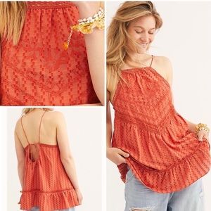 Free People Elisa Boho Strappy Top Paprika